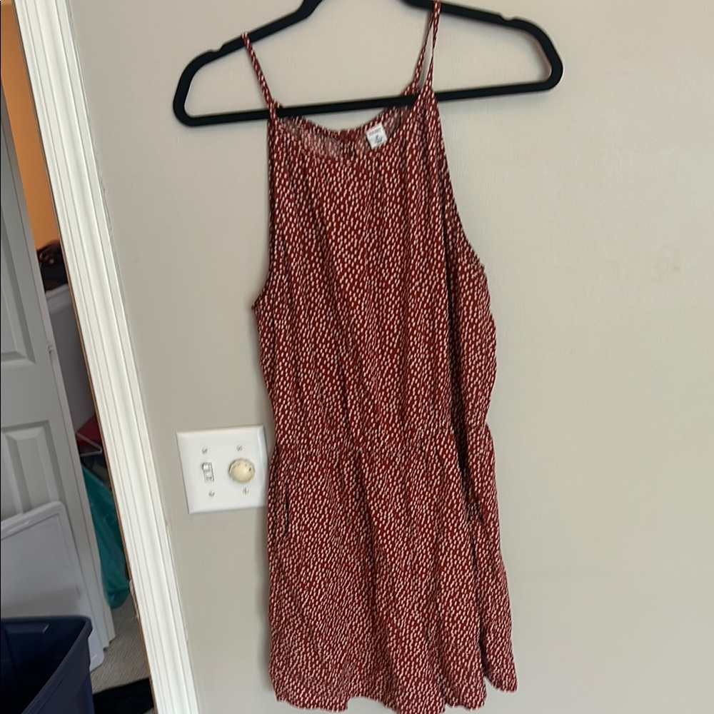 Red and White Patterned Romper